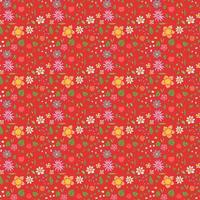 colorido patrón de vectores florales sin fisuras. garabato vector con patrón floral sobre fondo rojo. estampado de flores de la vendimia