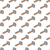 Seamless vector pattern with construction hammer. Colored construction tools background. Doodle construction pattern