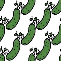 Seamless cucumber pattern. Colored cucumber background. Doodle vector illustration with cucumber