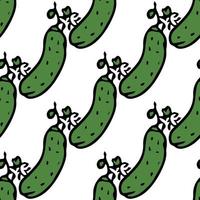 Seamless cucumber pattern. Colored cucumber background. Doodle vector illustration with cucumber