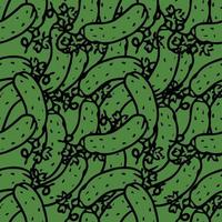 Seamless cucumber pattern. Colored cucumber background. Doodle vector illustration with cucumber