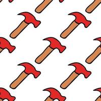 Seamless vector pattern with construction hammer. Colored construction tools background. Doodle construction pattern