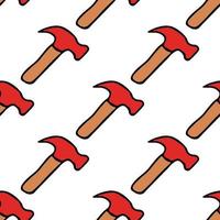 Seamless vector pattern with construction hammer. Colored construction tools background. Doodle construction pattern