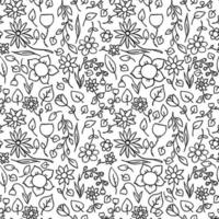 Seamless floral vector pattern. Doodle vector with floral pattern on white background. Vintage floral pattern