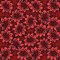 Seamless floral vector pattern. Colored flowers background. Doodle floral pattern with red flowers. Vintage floral pattern illustration