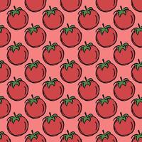 Seamless tomato pattern. Colored tomatoes background. Doodle vector illustration with tomato