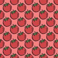 Seamless tomato pattern. Colored tomatoes background. Doodle vector illustration with tomato