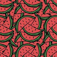 seamless watermelon pattern. vector doodle illustration with watermelon. pattern with red watermelon