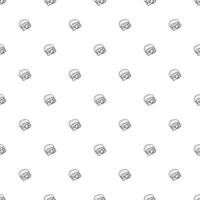 Seamless pattern with burger icons. Black and white hamburger background. Doodle vector burger illustration