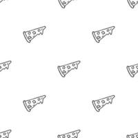 Seamless pizza pattern. Black and white pizza background. Doodle vector pizza illustration. Fast food vector pattern