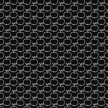 Apples pattern. seamless doodle pattern with apples. Black and white vector illustration with apples