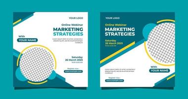 Online webinar marketing strategies social media template design vector