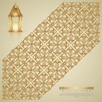 plantilla de fondo de tarjeta de felicitación de diseño islámico con colorido ornamental de mosaico y linterna islámica vector