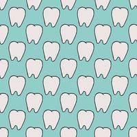 Seamless tooth pattern. Colored dental background. Doodle vector illustration with tooth