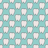 Seamless tooth pattern. Colored dental background. Doodle vector illustration with tooth