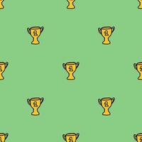 Seamless doodle pattern with championship cup. vector illustration with golden cup. Sport background