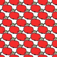 patrón de manzanas. patrón de garabato sin costuras con manzanas rojas. ilustración vectorial con manzanas rojas sobre fondo blanco vector