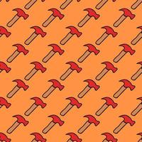 Seamless vector pattern with construction hammer. Colored construction tools background. Doodle construction pattern