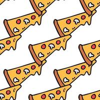 Seamless pizza pattern. Colored pizza background. Doodle vector pizza illustration