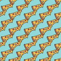 Seamless pizza pattern. Colored pizza background. Doodle vector pizza illustration