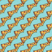 Seamless pizza pattern. Colored pizza background. Doodle vector pizza illustration