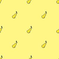 patrón sin costuras con iconos de pera amarilla. fondo de pera de color. garabato, vector, ilustración, con, frutas vector