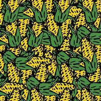 Seamless pattern with yellow corn icons. Colored corn background. Doodle vector illustration with vegetables