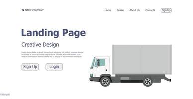 Concept design concept transport company website landing page - Vector