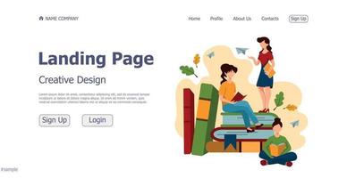 Concept design concept online school landing page website - Vector