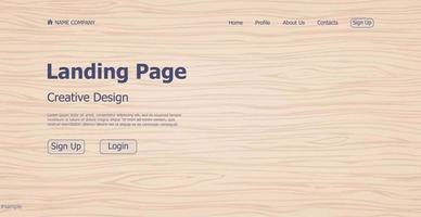 sitio web de página de inicio de madera de concepto de diseño de textura - vector