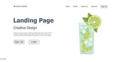 Cocktail bar website landing page design concept - Vector