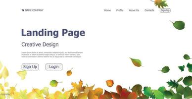 concepto de diseño sitio web de página de aterrizaje de hojas de otoño - vector