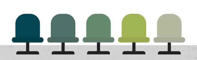 Five football chairs in different colors on a white background - Vector