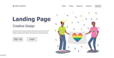 concepto de diseño de la página de inicio del sitio web de la comunidad lgbt - vector