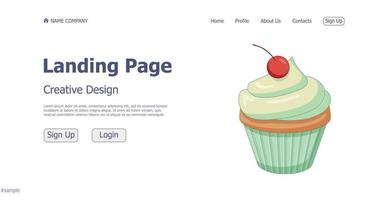 concepto de diseño para la página de destino del sitio web de la tienda de confitería - vector