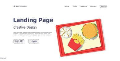 Fast food shop website landing page design concept - Vector