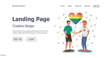 concepto de diseño de la página de inicio del sitio web de la comunidad lgbt - vector