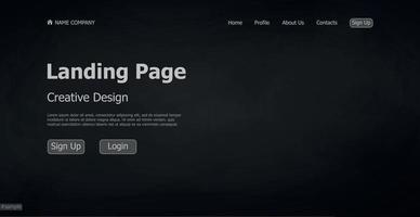 Dark web landing page template digital website landing page design concept - Vector