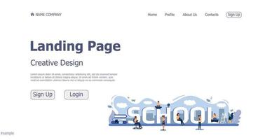 concepto de diseño del sitio web de la página de destino de la escuela en línea - vector