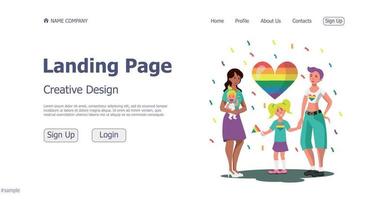 concepto de diseño de la página de inicio del sitio web de la comunidad lgbt - vector