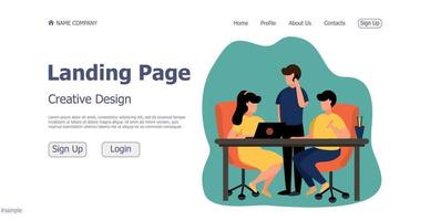 página de destino del sitio web de negociación del concepto de negocio del concepto de diseño - vector