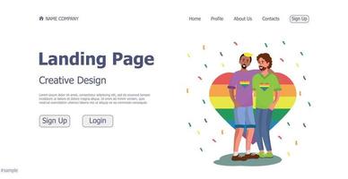 concepto de diseño de la página de inicio del sitio web de la comunidad lgbt - vector