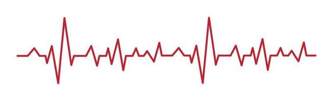 Heart pulse - curved red line on white background, medical tests - Vector