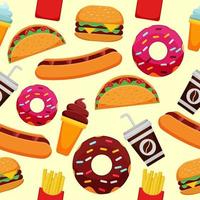 Junk Food Seamless Background vector