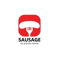 grilled sausage logo vector symbol, barbecue meat, retro concept