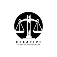 Lawyer or Justice law logo vector design, icon illustration