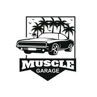 American Muscle Car Logo Vector.Vintage design, old style or classic car garage, shop, car restoration repair and racing, retro concept vector