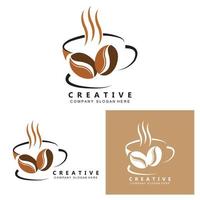 Beans And Coffee Cup Logo Template vector icon design