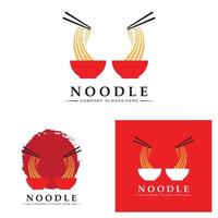 una colección de inspiración para logotipos de fideos. plantilla de diseño de tazón y comida china. Ilustración de concepto retro