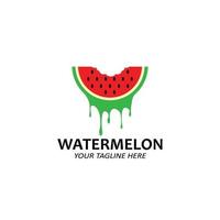 ilustración vectorial del logo rojo de la fruta de la sandía de la fruta fresca, disponible en el mercado, diseño de serigrafía, pegatina, pancarta, empresa de frutas